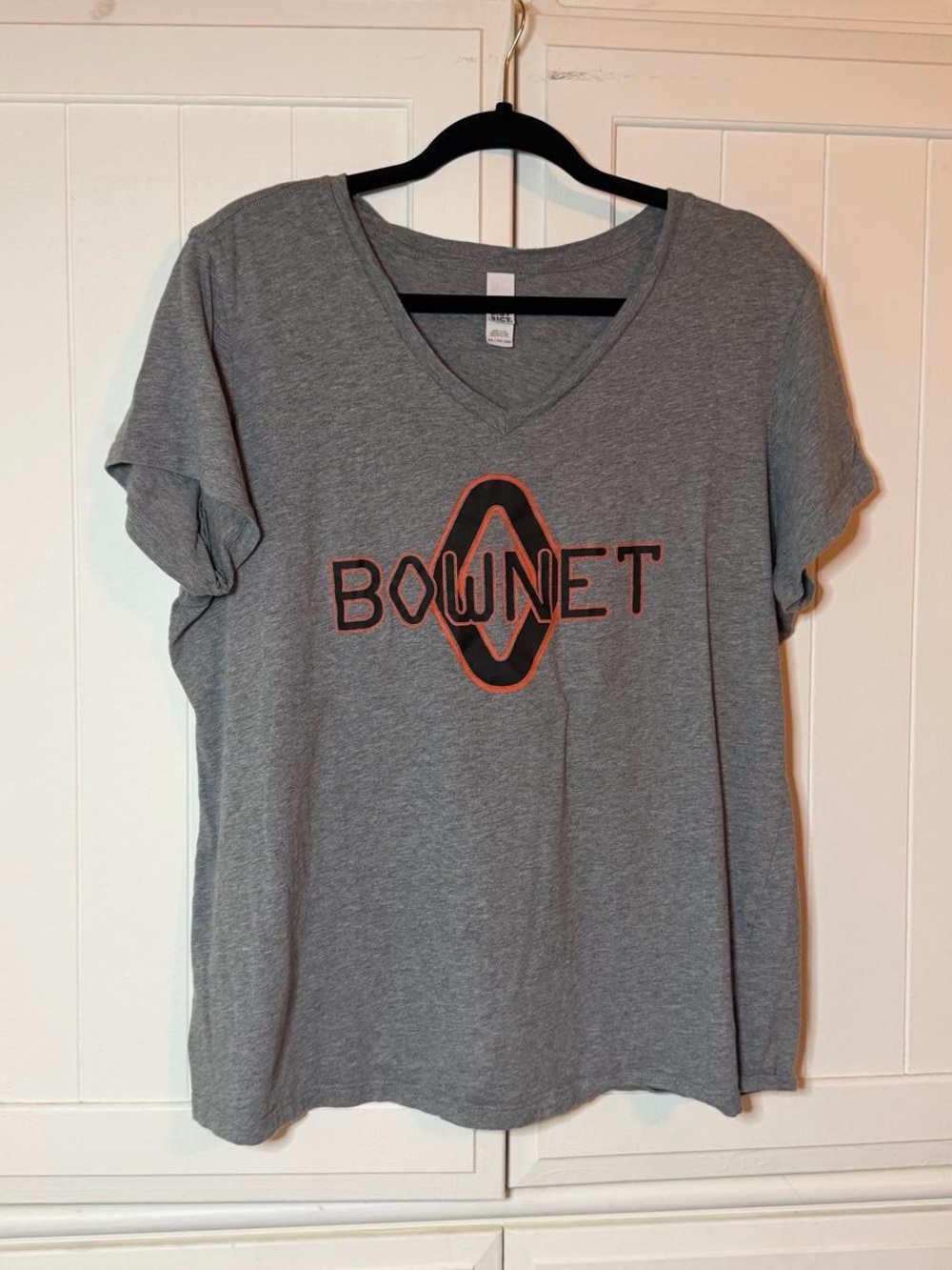 District Bownet Gray Tee with Black Neck Detail